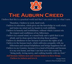 I guess my dream bigger starts with the Auburn Creed